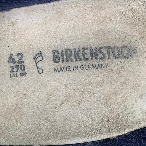 BIRKENSTOCK Size 9 Navy Khaki Mixed Fabrics Suede Slide Sandals
